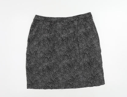 Q Garcia Womens Black Geometric Viscose Straight & Pencil Skirt Size XL - Pockets Elastic Waist