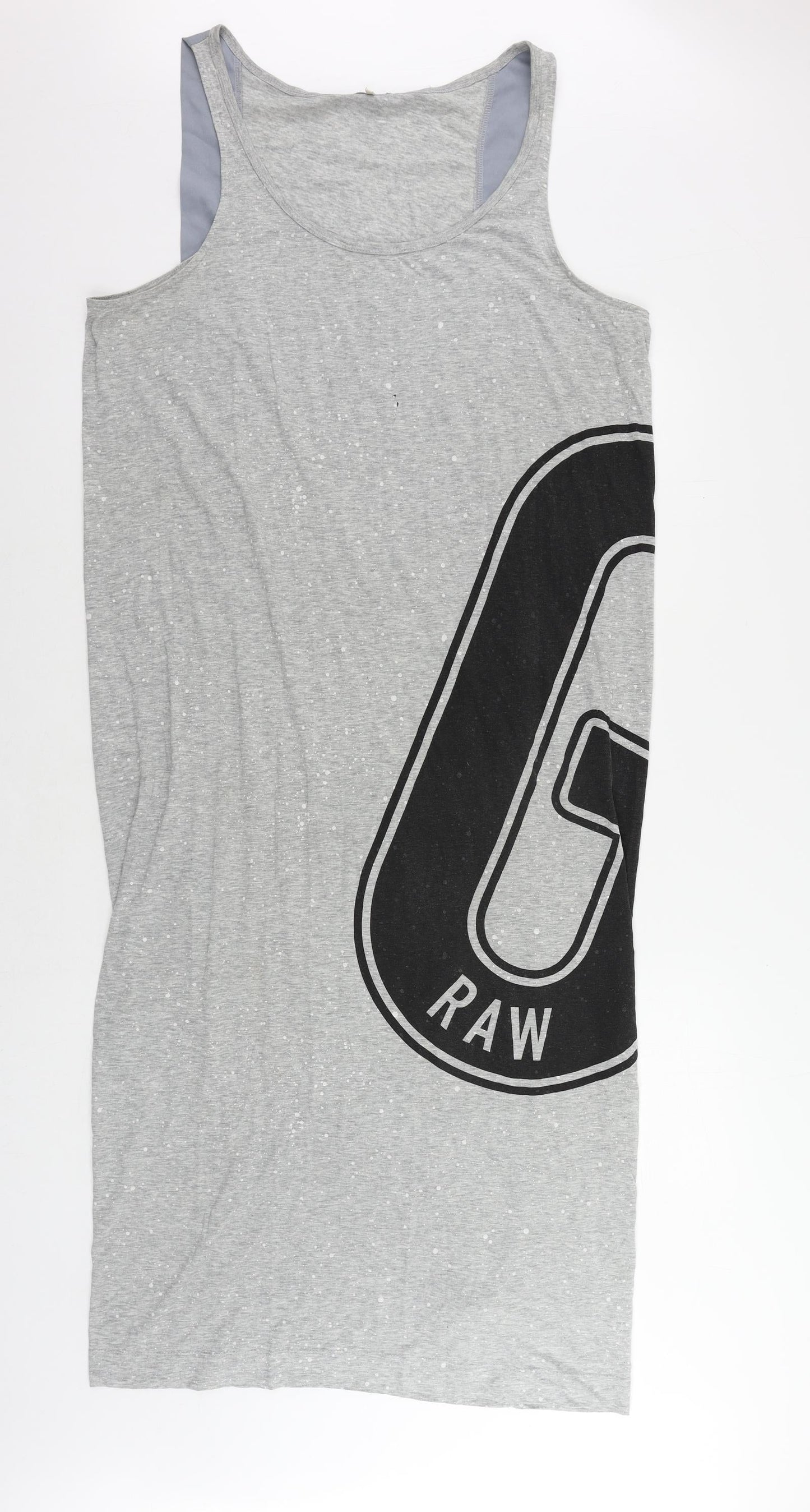 G-Star Raw Womens Grey Cotton Tank Dress Size L Scoop Neck Pullover