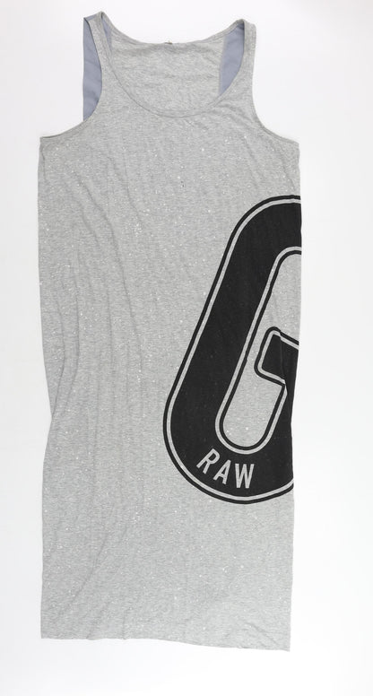 G-Star Raw Womens Grey Cotton Tank Dress Size L Scoop Neck Pullover