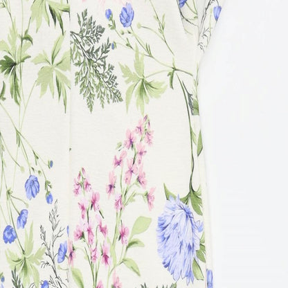 ASOS Womens Ivory Floral Polyester Sheath Size 12 One Shoulder Pullover - Ruched