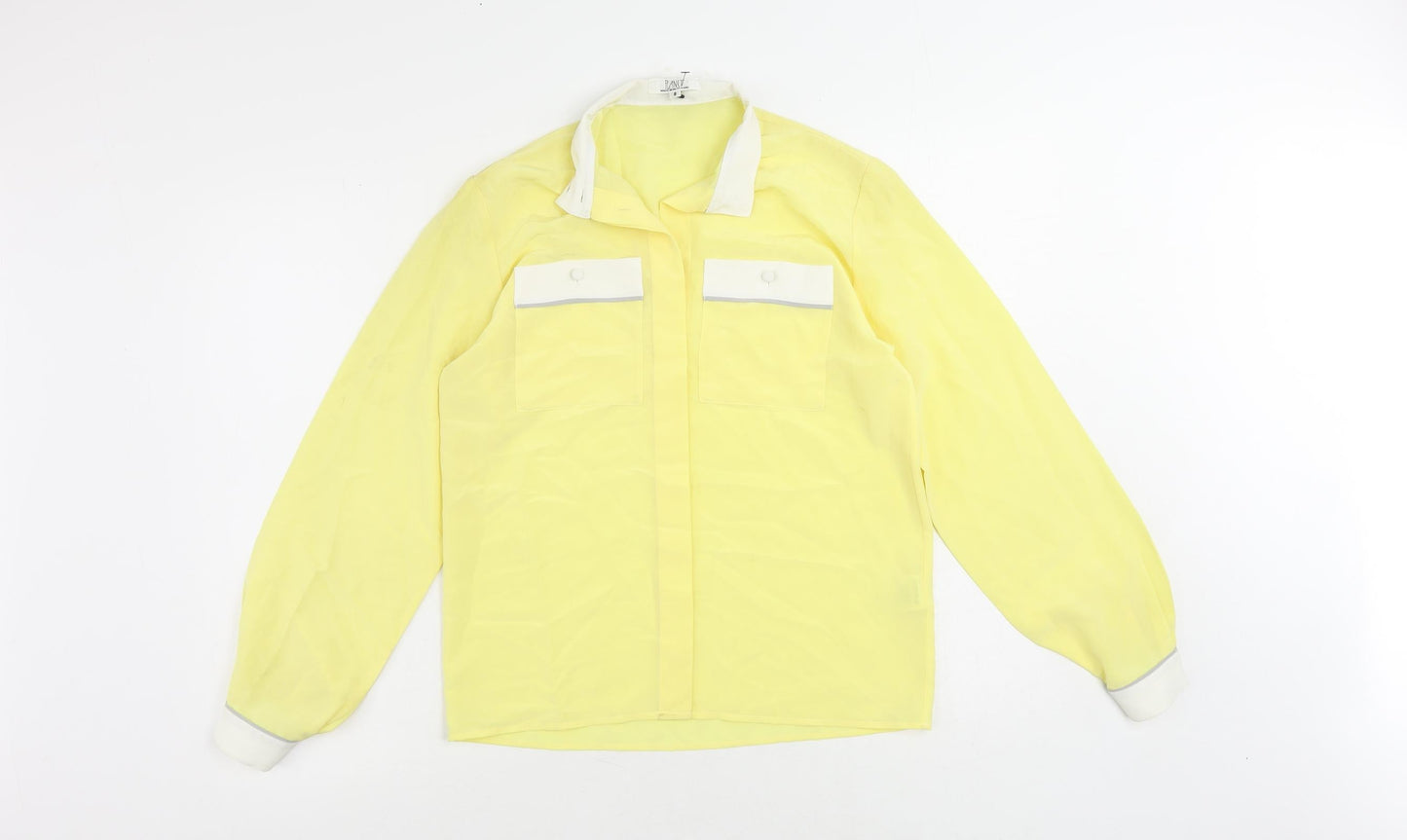 Womens UK Size 8 Planet Yellow Basic Button-Up