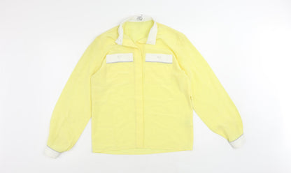 Womens UK Size 8 Planet Yellow Basic Button-Up