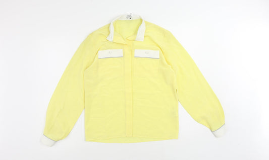 Womens UK Size 8 Planet Yellow Basic Button-Up