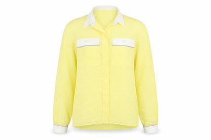 Womens UK Size 8 Planet Yellow Basic Button-Up