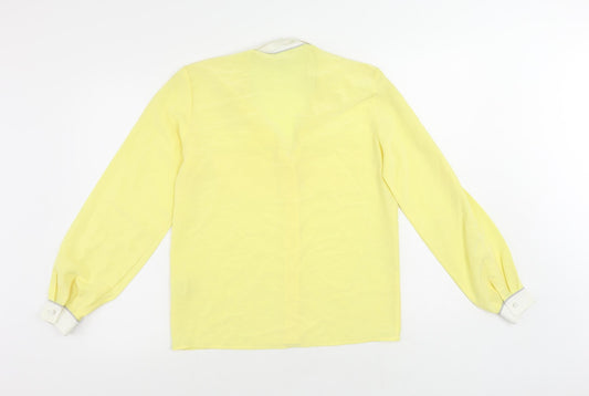 Womens UK Size 8 Planet Yellow Basic Button-Up
