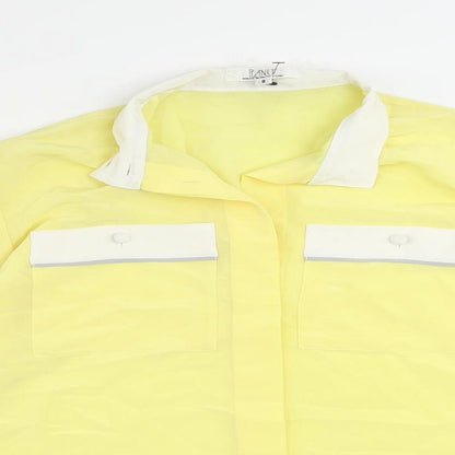 Womens UK Size 8 Planet Yellow Basic Button-Up