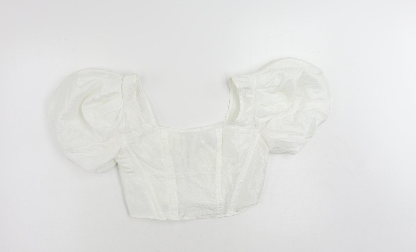 Womens UK Size 8 Topshop White Cropped Blouse