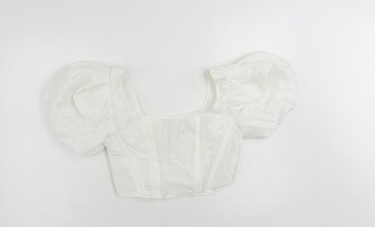 Womens UK Size 8 Topshop White Cropped Blouse