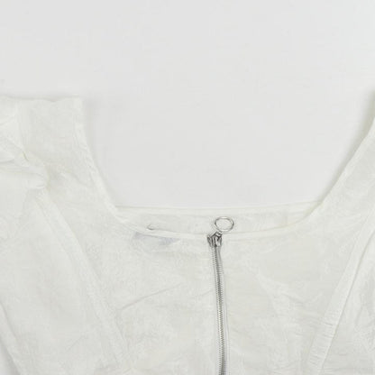 Womens UK Size 8 Topshop White Cropped Blouse