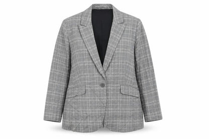 Marks & Spencer Womens Grey Plaid Jacket Blazer Size 20 Button