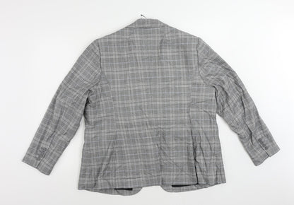 Marks and Spencer Womens Grey Plaid Jacket Blazer Size 20 Button