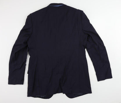 Marks and Spencer Mens Blue Striped Polyester Jacket Suit Jacket Size 44 Regular