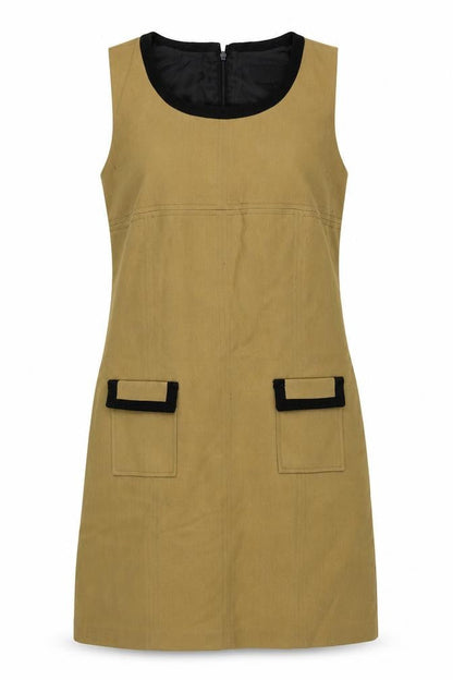 NEXT Womens Beige Polyester Shift Size 10 Round Neck Zip - Lined