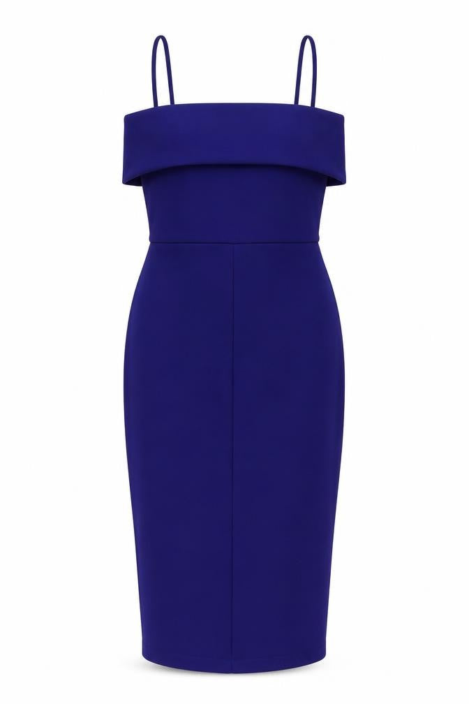 ASOS Womens Blue Polyester Bodycon Size 10 Square Neck Zip