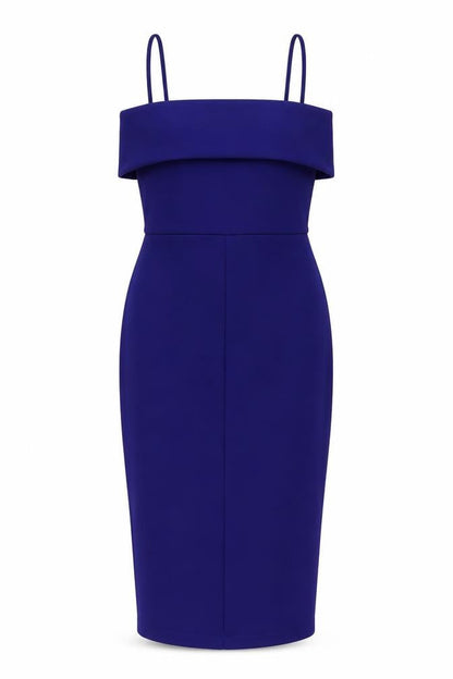 ASOS Womens Blue Polyester Bodycon Size 10 Square Neck Zip