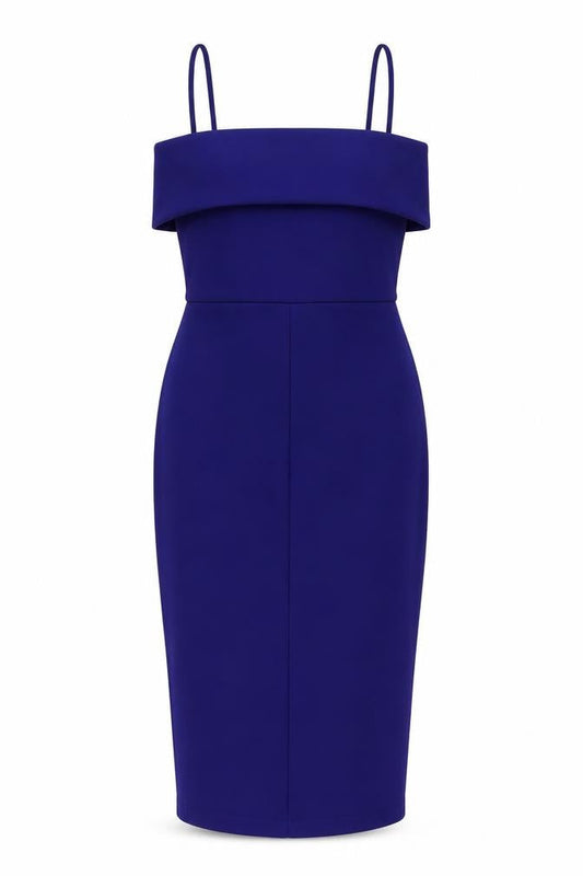 ASOS Womens Blue Polyester Bodycon Size 10 Square Neck Zip