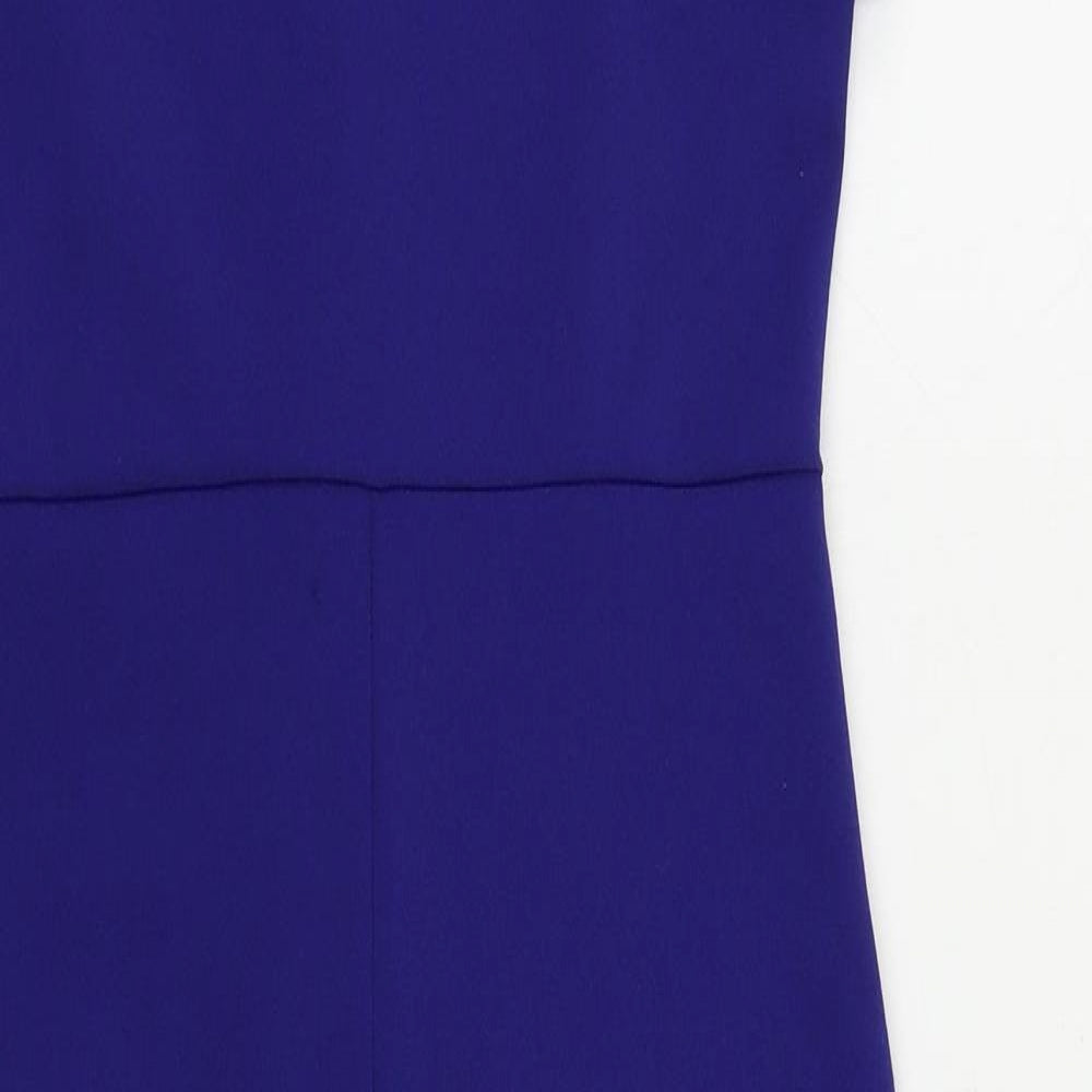 ASOS Womens Blue Polyester Bodycon Size 10 Square Neck Zip