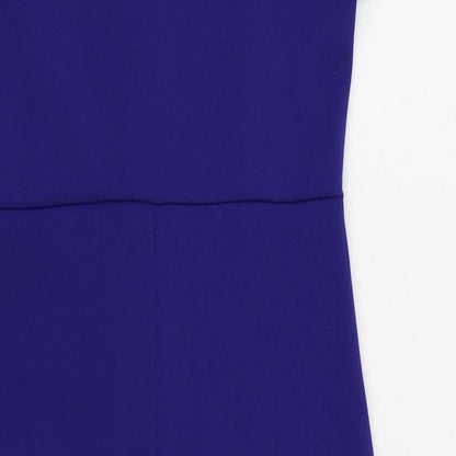 ASOS Womens Blue Polyester Bodycon Size 10 Square Neck Zip