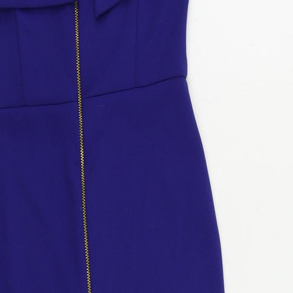 ASOS Womens Blue Polyester Bodycon Size 10 Square Neck Zip