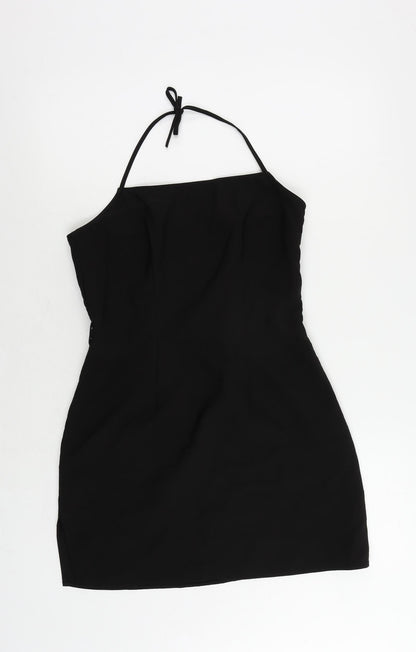 H&M Womens Black Polyester Mini Size 12 Halter Zip