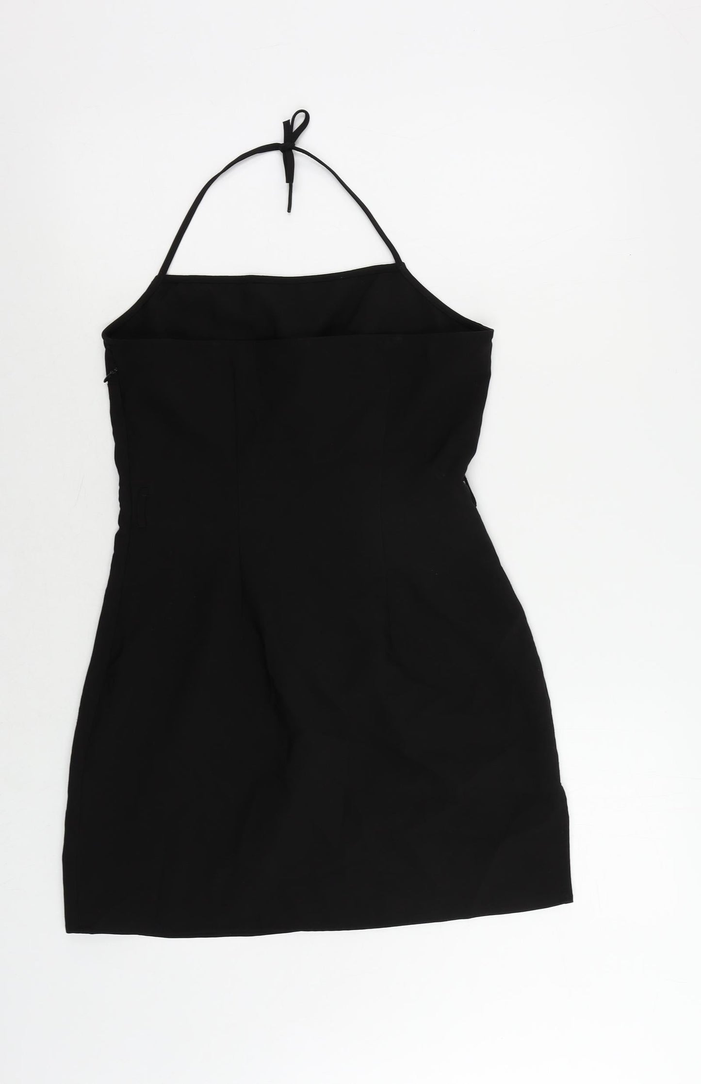 H&M Womens Black Polyester Mini Size 12 Halter Zip