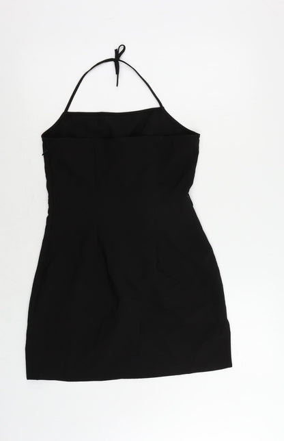 H&M Womens Black Polyester Mini Size 12 Halter Zip