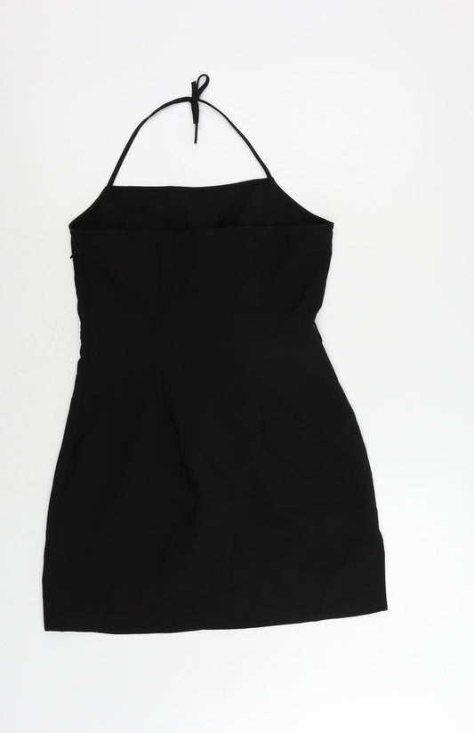 H&M Womens Black Polyester Mini Size 12 Halter Zip