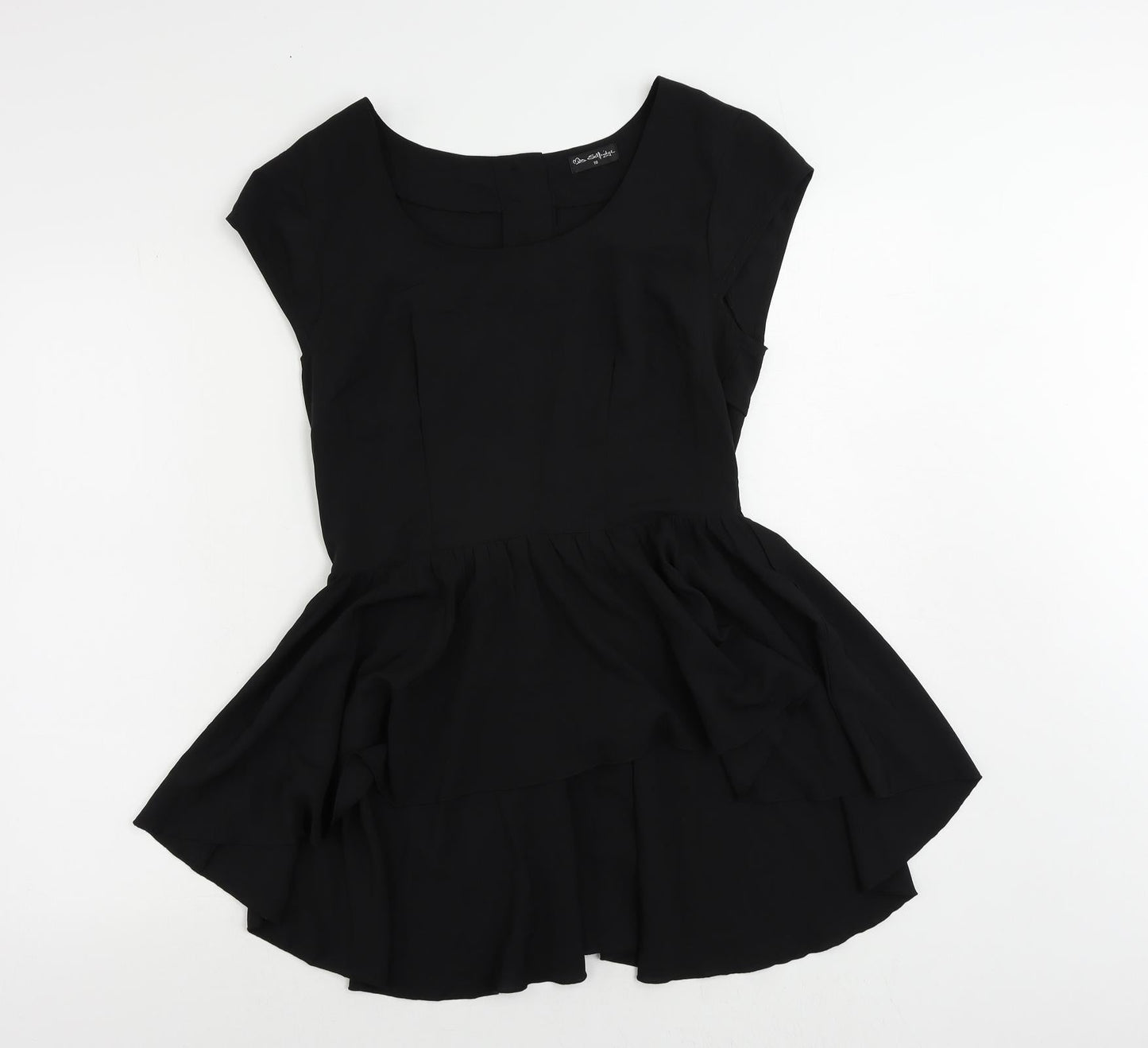 Miss Selfridge Womens Black Polyester Basic Blouse Size 10 Boat Neck - Peplum