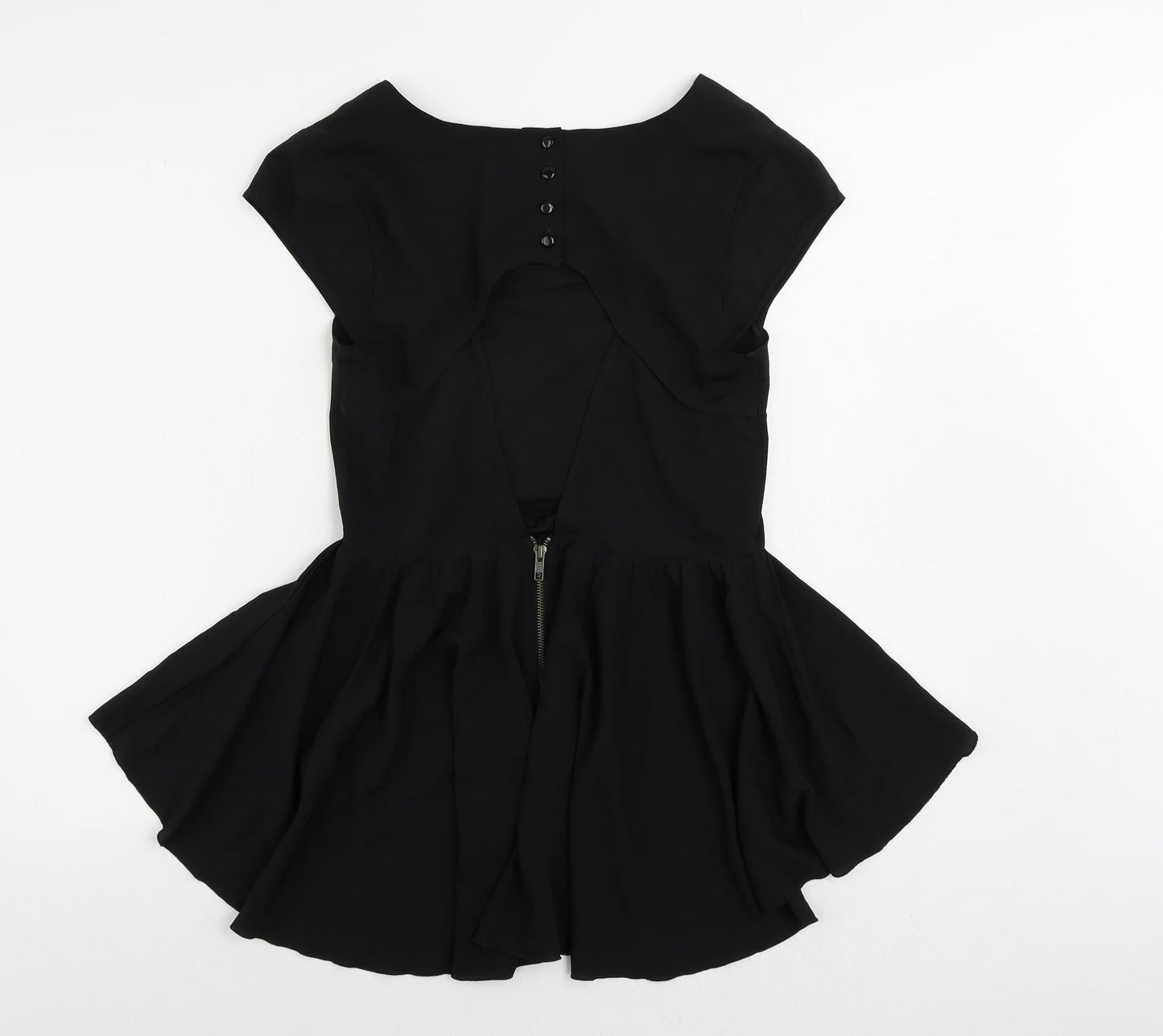 Miss Selfridge Womens Black Polyester Basic Blouse Size 10 Boat Neck - Peplum