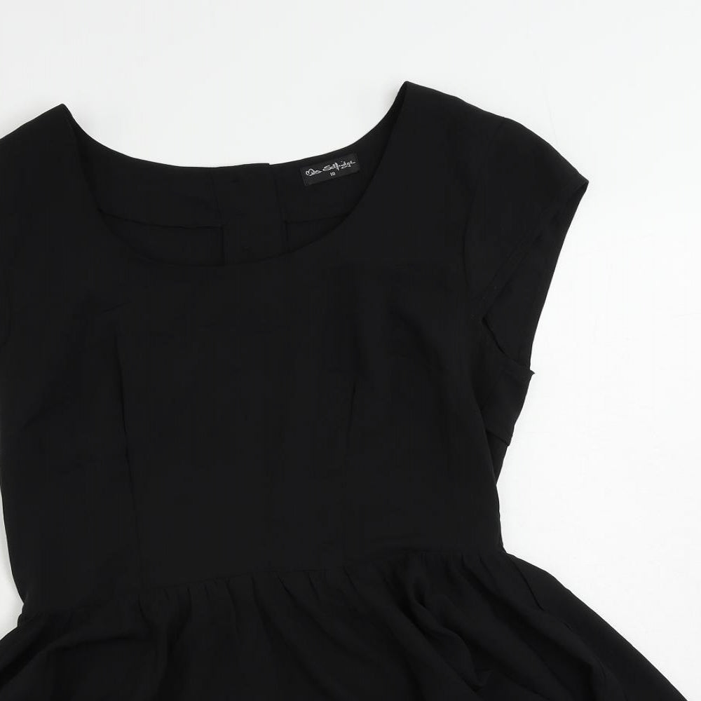 Miss Selfridge Womens Black Polyester Basic Blouse Size 10 Boat Neck - Peplum