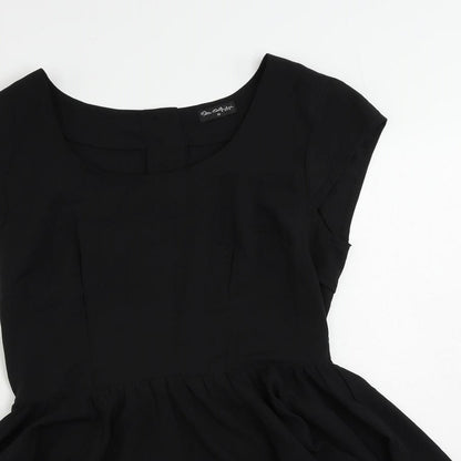Miss Selfridge Womens Black Polyester Basic Blouse Size 10 Boat Neck - Peplum