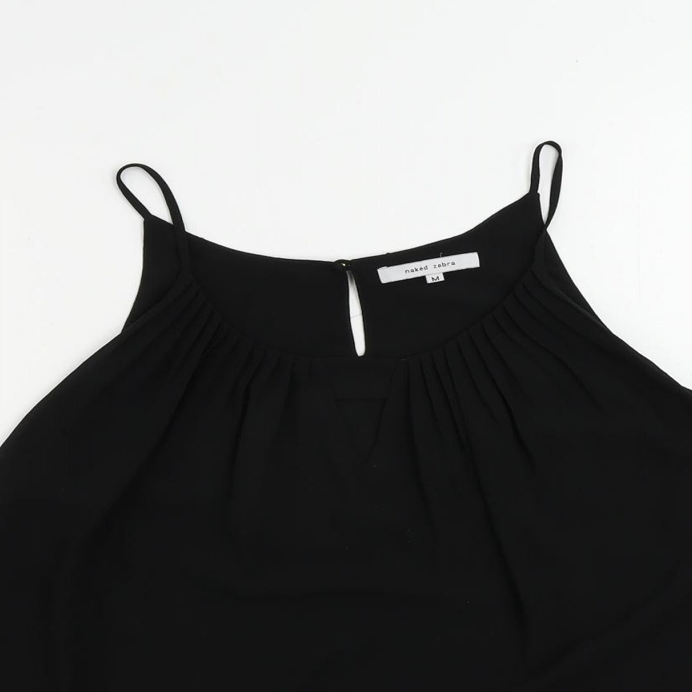 Naked Zebra Womens Black Polyester Camisole Tank Size M Round Neck - Layered