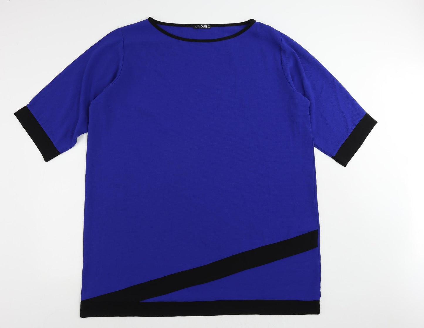 Quiz Womens Blue Polyester Shift Size 24 Boat Neck Pullover - Contrasting Trim