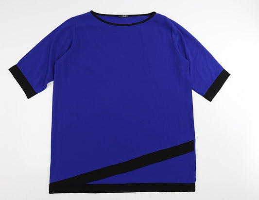 Quiz Womens Blue Polyester Shift Size 24 Boat Neck Pullover - Contrasting Trim