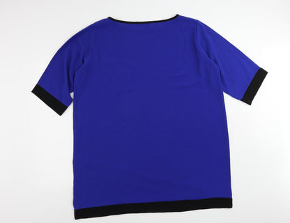 Quiz Womens Blue Polyester Shift Size 24 Boat Neck Pullover - Contrasting Trim