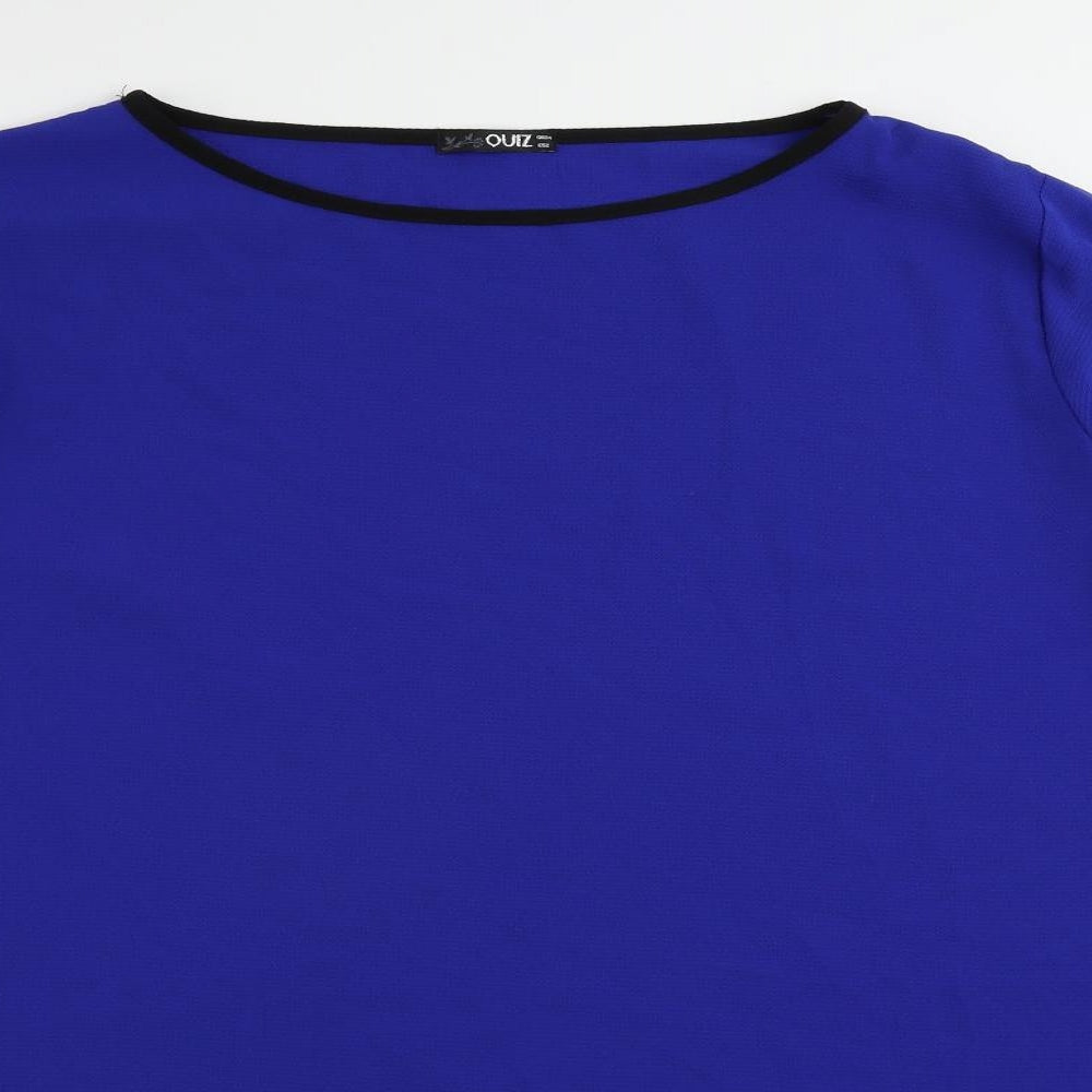 Quiz Womens Blue Polyester Shift Size 24 Boat Neck Pullover - Contrasting Trim