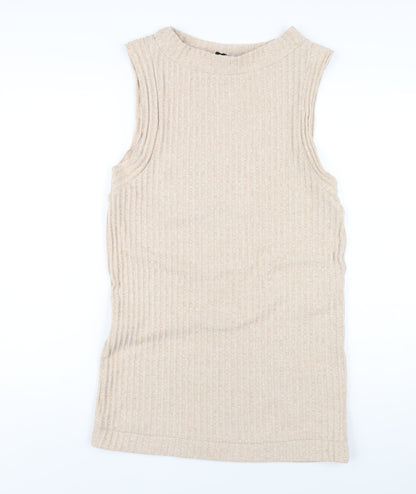 ASOS Womens Beige Polyester Mini Size 8 Boat Neck Pullover
