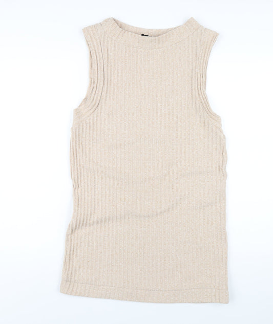 ASOS Womens Beige Polyester Mini Size 8 Boat Neck Pullover