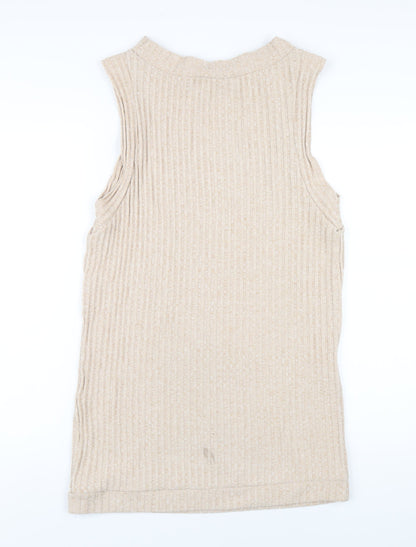 ASOS Womens Beige Polyester Mini Size 8 Boat Neck Pullover