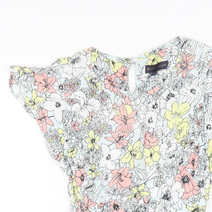 Marks and Spencer Womens Multicoloured Floral Viscose A-Line Size 8 Round Neck Button