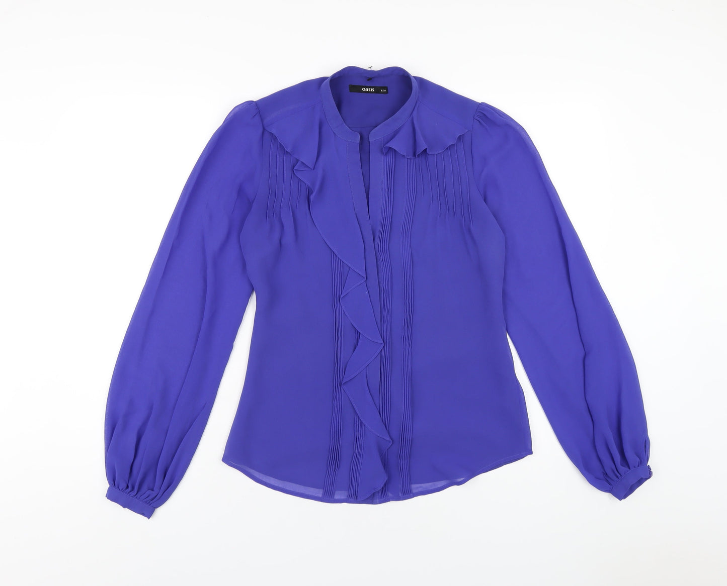Womens UK Size 8 Oasis Blue Basic Button-Up