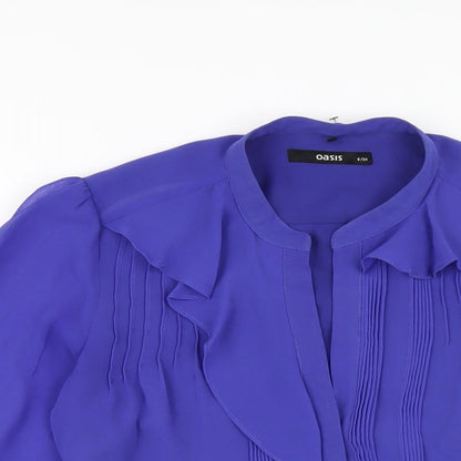 Womens UK Size 8 Oasis Blue Basic Button-Up