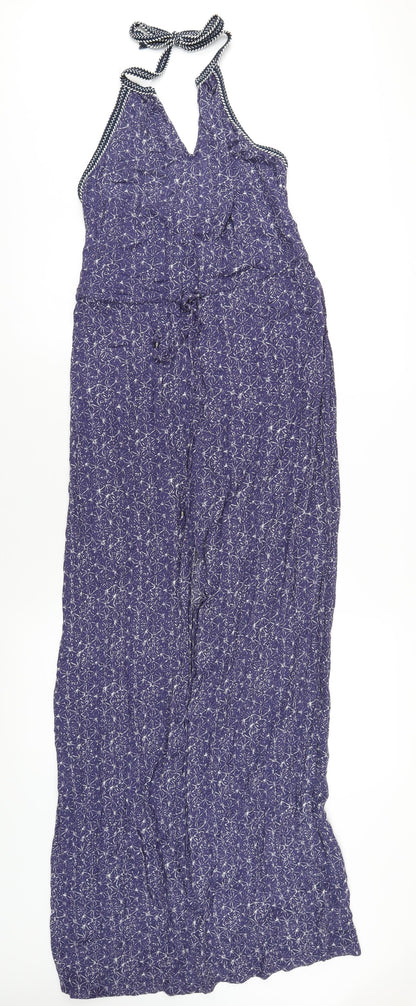 New Look Womens Blue Geometric Viscose Maxi Size 8 Halter Pullover