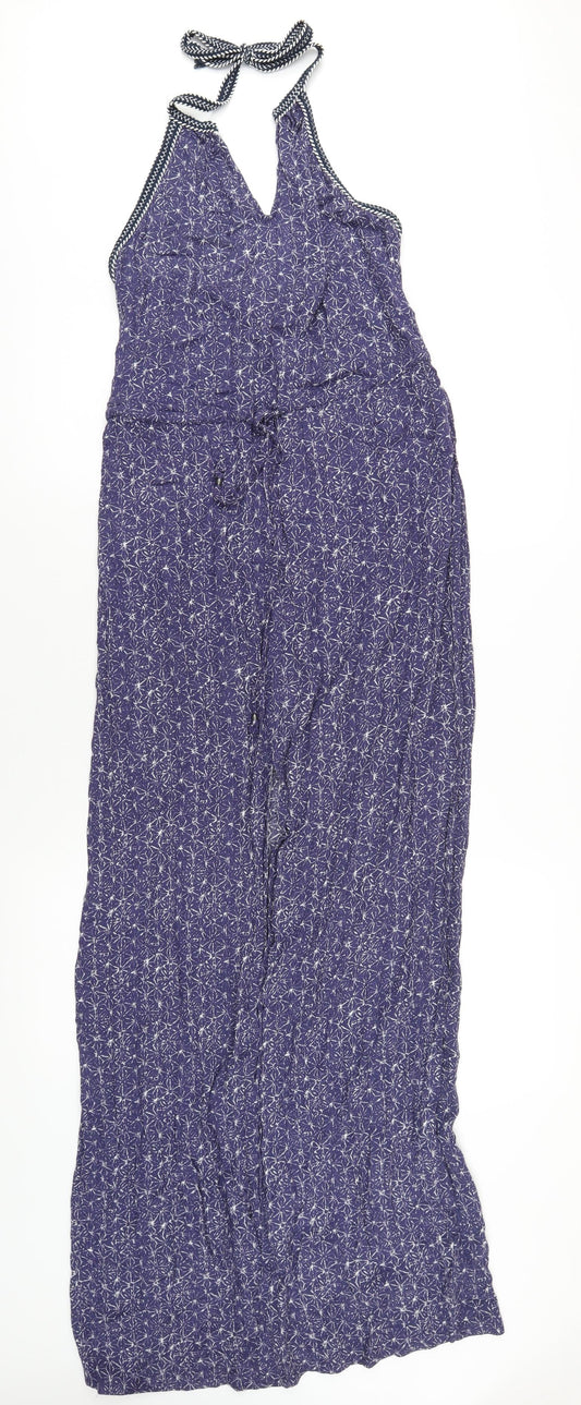 New Look Womens Blue Geometric Viscose Maxi Size 8 Halter Pullover