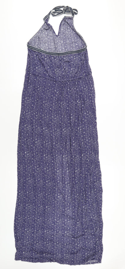New Look Womens Blue Geometric Viscose Maxi Size 8 Halter Pullover