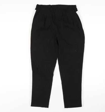 Womens UK Size M Zara Regular Fit Carrot Black Trousers