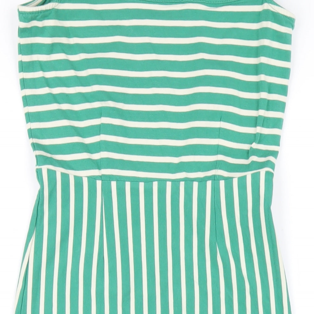 King Louie Womens Green Striped Cotton Bodycon Size XS Off the Shoulder Pullover