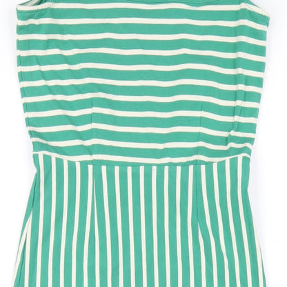 King Louie Womens Green Striped Cotton Bodycon Size XS Off the Shoulder Pullover