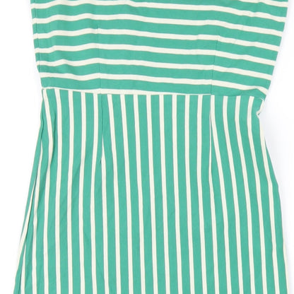 King Louie Womens Green Striped Cotton Bodycon Size XS Off the Shoulder Pullover