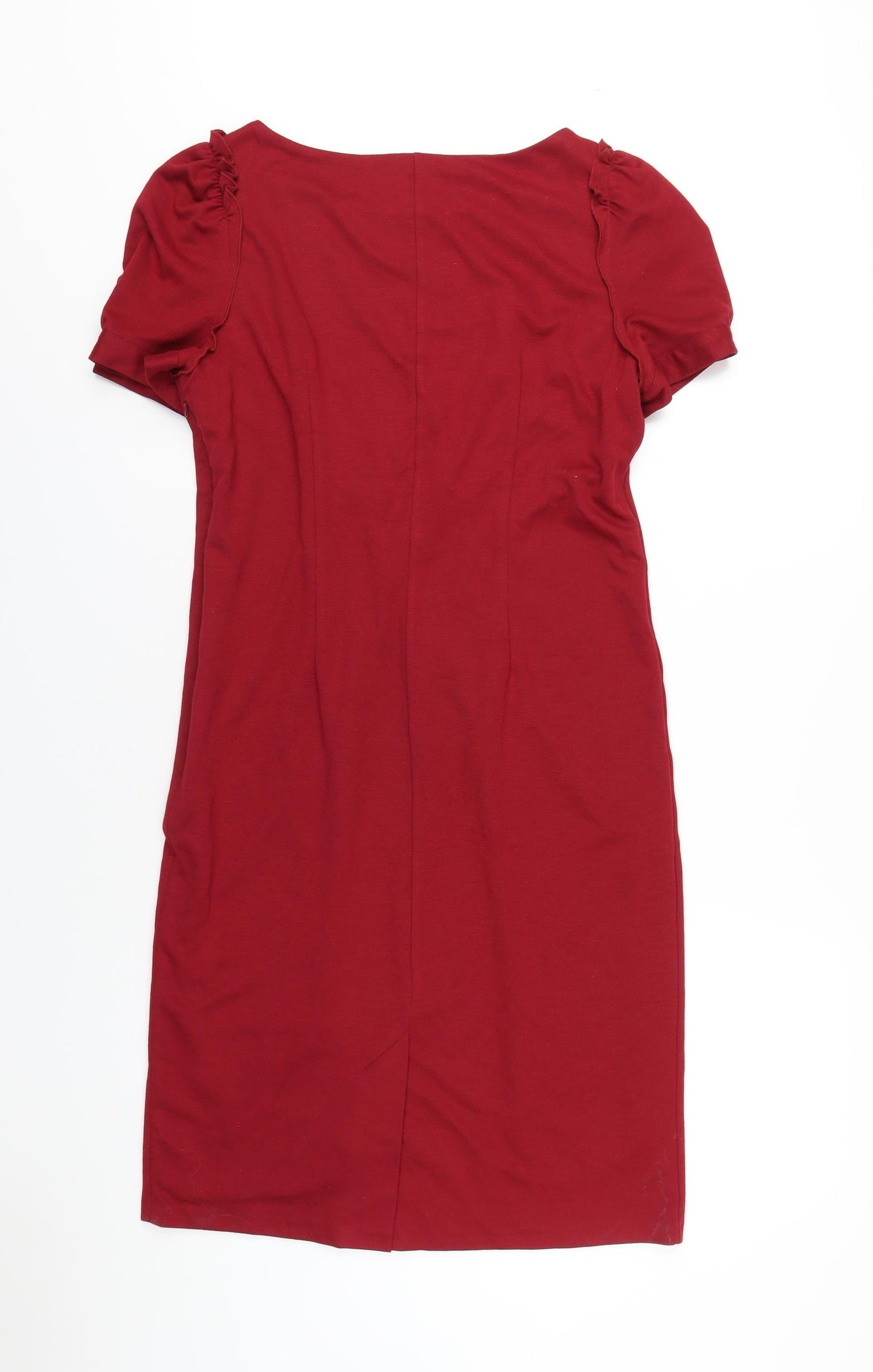 Betty Jackson Womens Red Polyester A-Line Size 14 Round Neck Zip